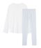 Girls' Ribbed Pyjamas MARSHMALLOW white/CONTES blue