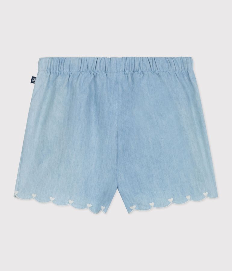Babies' shorts in embroidered chambray blue
