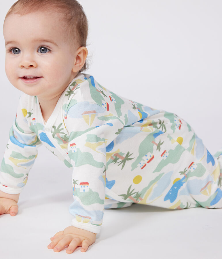 Babies' printed cotton footless pyjama suit white/multicolor