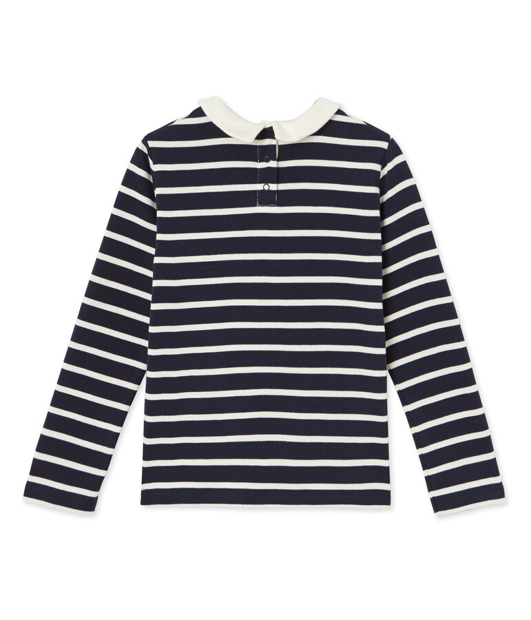 T-shirt fille manches longues ray&eacute; blue/white