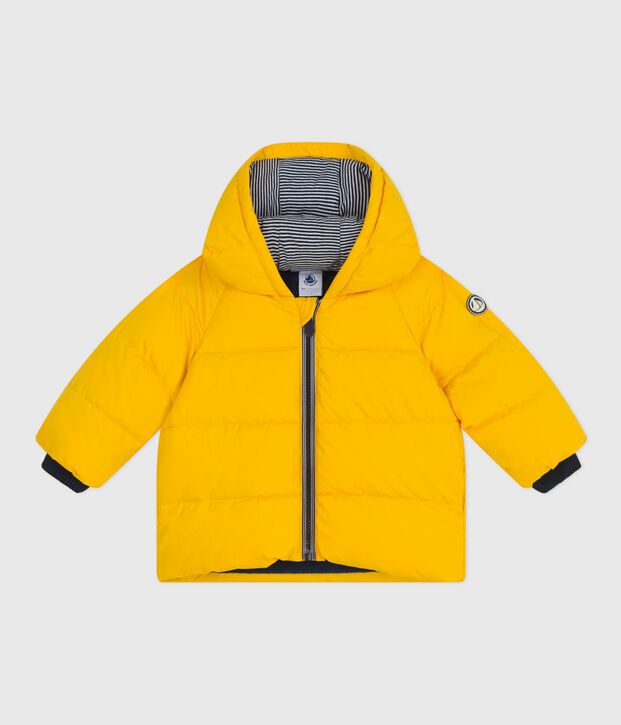 Babies' puffer jacket in plain polyester yellow