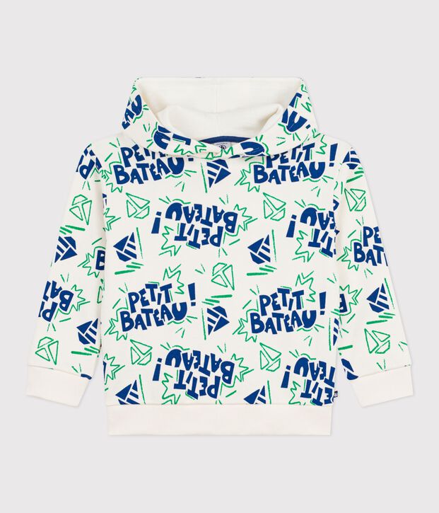Children's printed cotton hoodie Ecru/multicolor