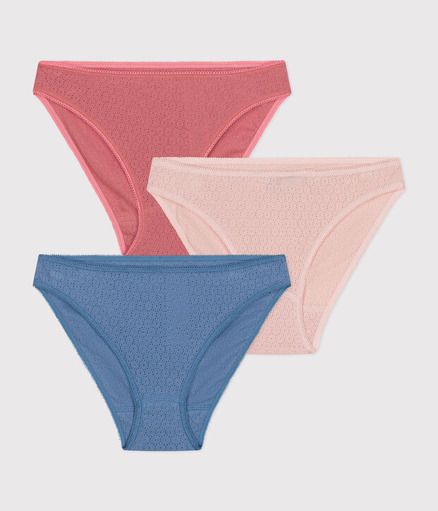 Women's openwork cotton briefs - 3-pack multicolor