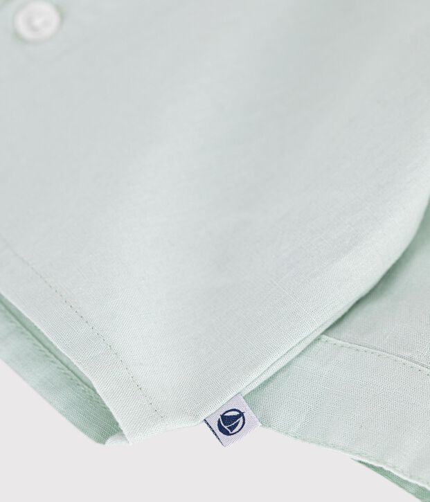Babies' long-sleeved plain cotton/linen shirt SPRAY