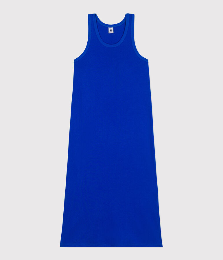 Women's long cotton vest dress PERSE blue