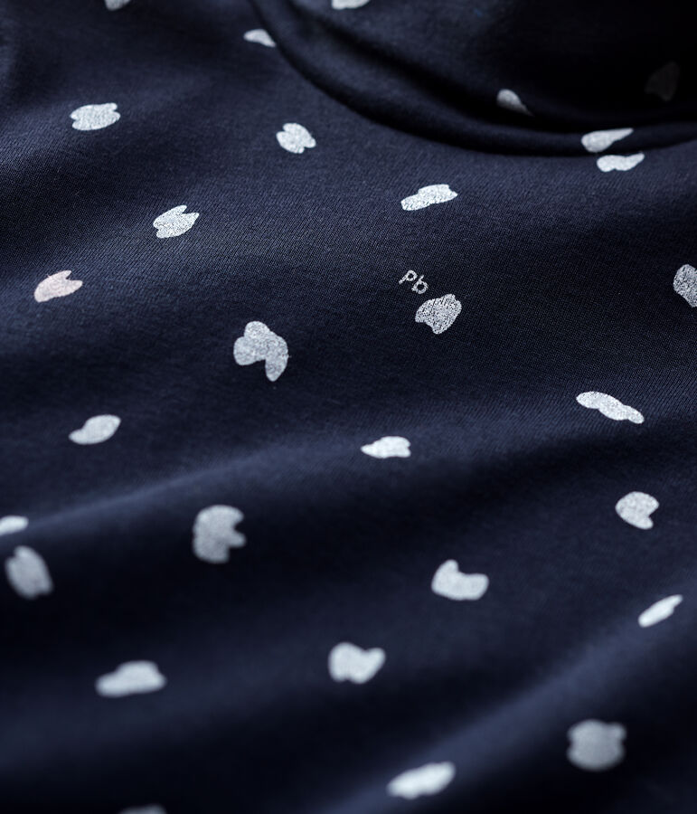 Girls' Cotton Polo Neck SMOKING blue/MULTICO white