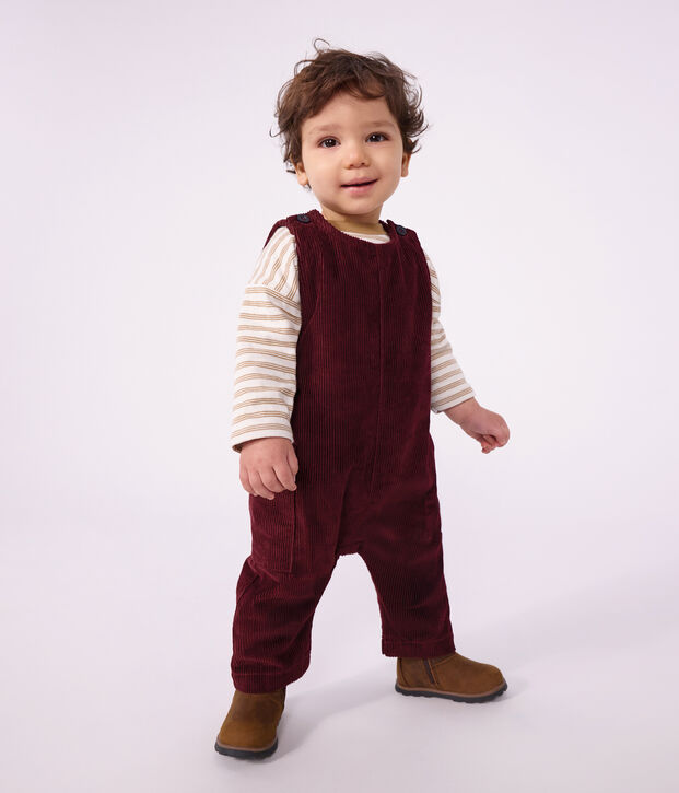 Babies' plain long corduroy jumpsuit TRUFFE