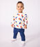Babies' long-sleeved boat-print cotton T-shirt MILK /MULTICO