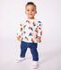 Babies' long-sleeved boat-print cotton T-shirt