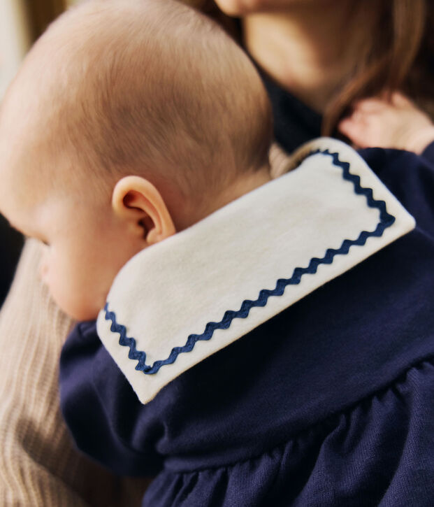 Babies' dress in a sailor style with a sailor collar and cotton leggings blue/ecru