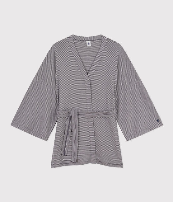 Women's Striped Kimono SMOKING blue/MARSHMALLOW white