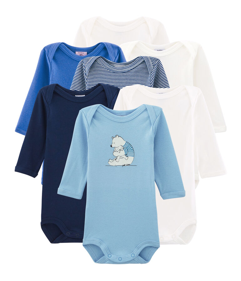 Surprise pack of 7 long-sleeved bodysuits for baby boys multicolor