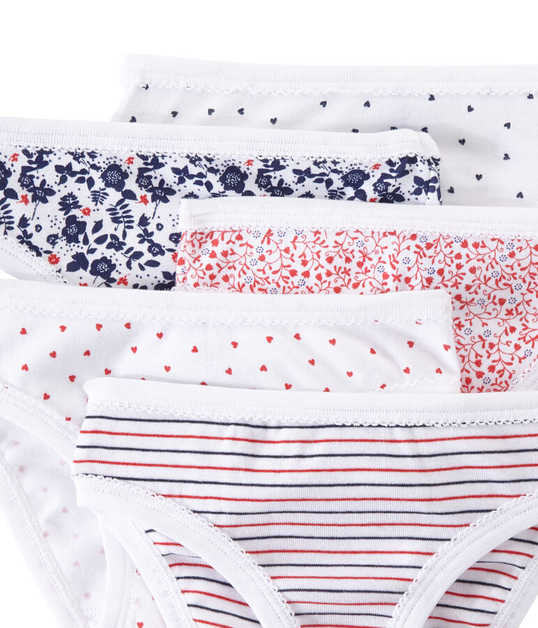 Set of 5 girls' panties white
