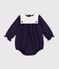 Babies' short plain cotton playsuit with a collar SOIR