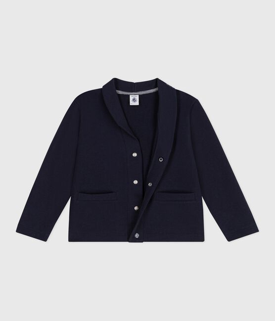 Children's plain cotton cardigan SMOKING blue