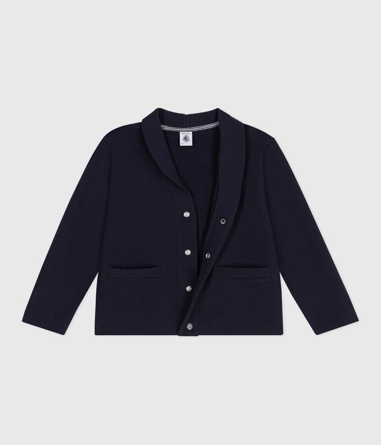 Children's plain cotton cardigan blue