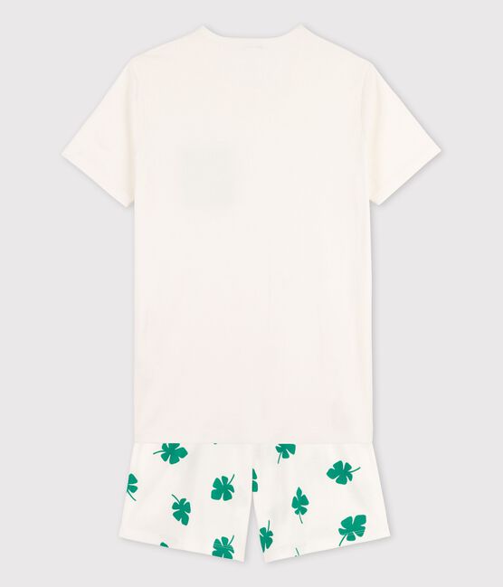 Boys' Organic Cotton Short Pyjamas MARSHMALLOW white/MULTICO white