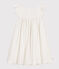 Girls' Sleeveless Textured Cotton Dress MARSHMALLOW white