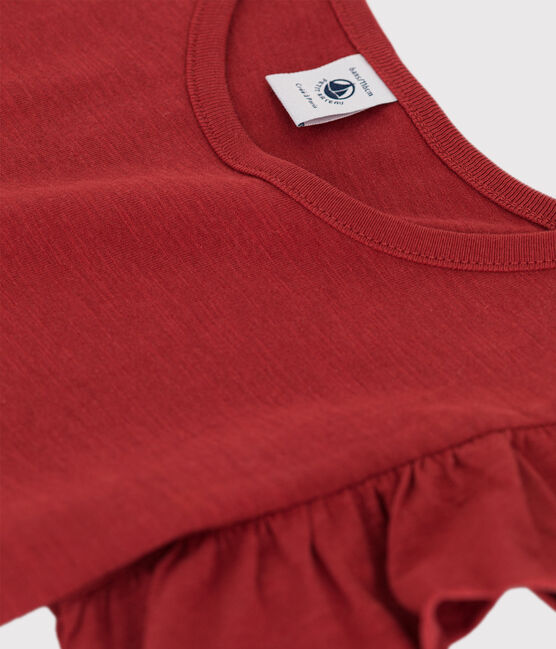 Girls' Short-Sleeved Cotton T-Shirt OMBRIE brown