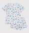 Children's short glow-in-the-dark printed cotton pyjamas blue/multicolor