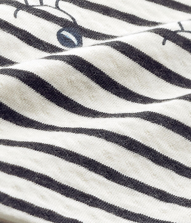 Set of sleep mask and drawstring bag in tube knit blue/white