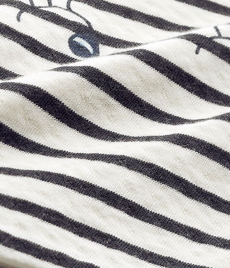 Set of sleep mask and drawstring bag in tube knit blue/white