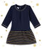 Baby girl's sailor stripe dual fabric dress SMOKING blue/DORE yellow