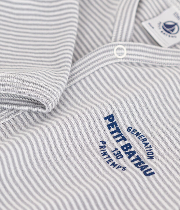 Babies' Pinstriped Cotton Pyjamas grey/white