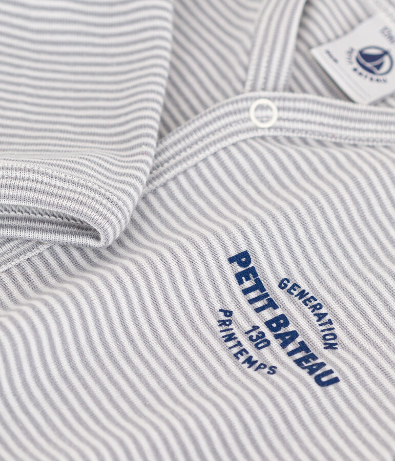 Babies' Pinstriped Cotton Pyjamas grey/white
