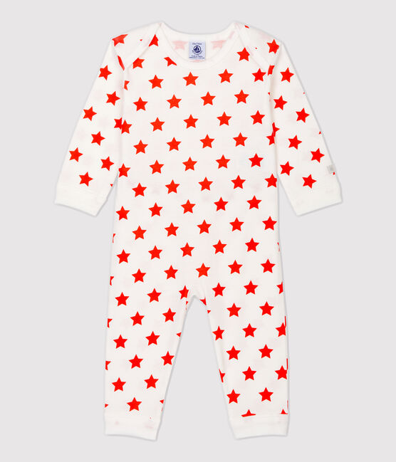 Babies' Starry Popperless Organic Cotton Sleepsuit TOURMALINE /MARSHMALLOW