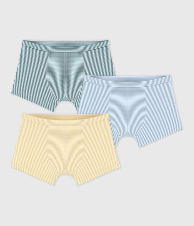 Pack of children's stripy cotton boxers with covered waistbands multicolor
