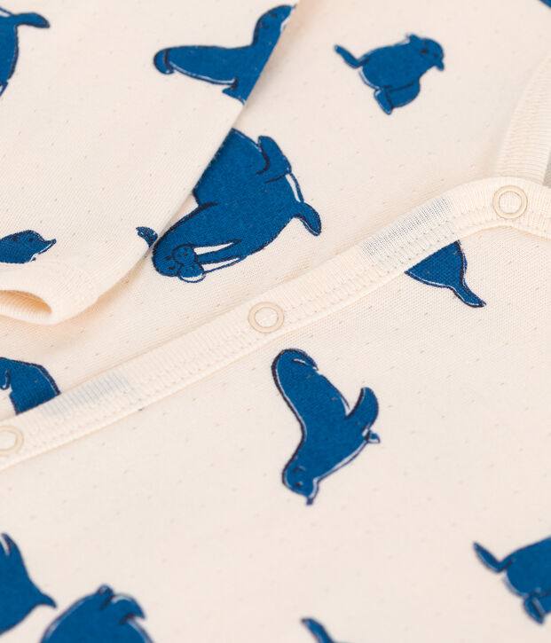 Babies' walrus pattern tube-knit pyjamas Ecru/multicolor