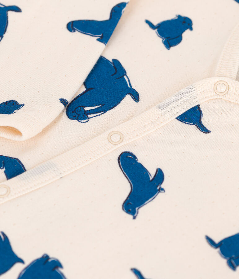 Babies' walrus pattern tube-knit pyjamas Ecru/multicolor