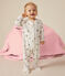 Babies' little penguin in space print velour pyjamas MARSHMALLOW white/MULTICO white