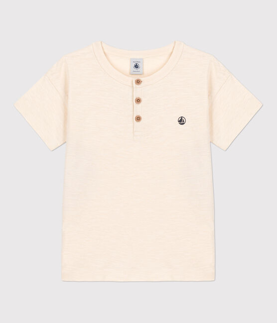 Boys' Short-Sleeved Cotton T-Shirt AVALANCHE Ecru