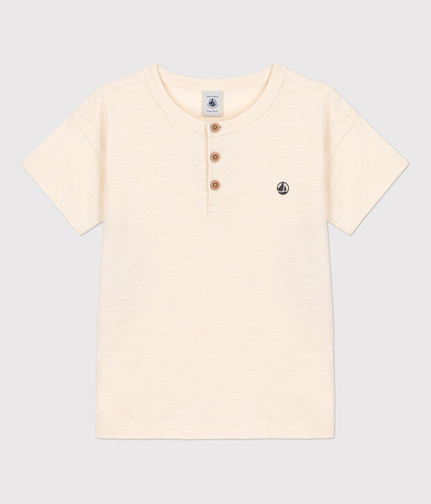 Boys' Short-Sleeved Cotton T-Shirt Ecru
