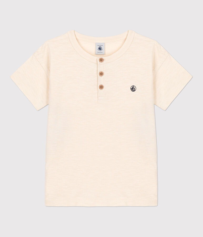 Boys' Short-Sleeved Cotton T-Shirt Ecru