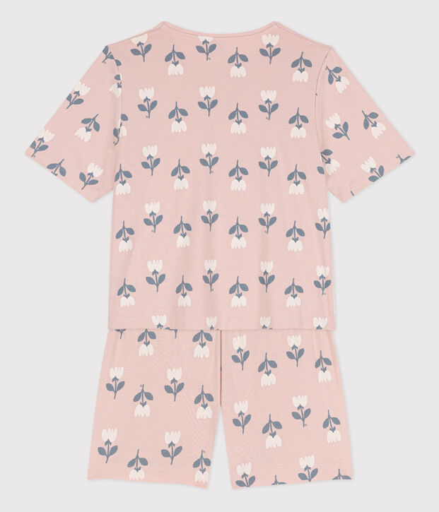 Women's Tulip Patterned Cotton Short Pyjamas pink/multicolor