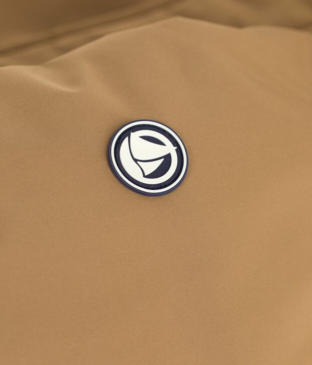 Children's plain mid-length parka brown