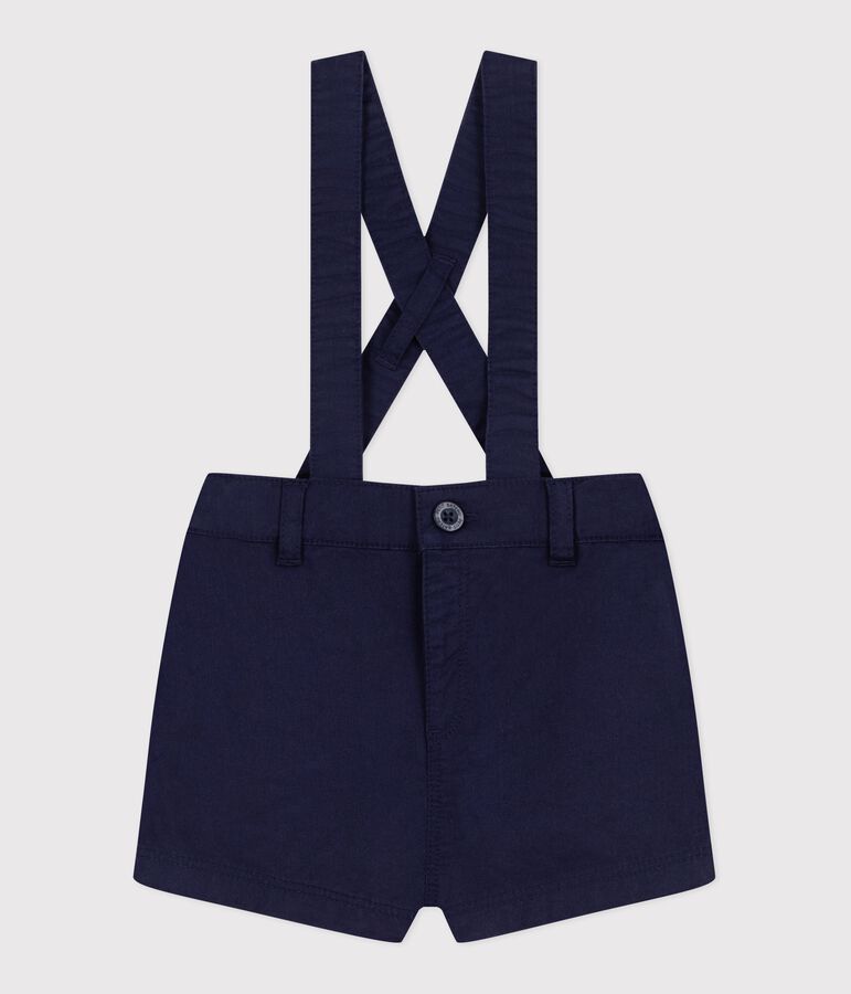 Babies' twill shorts with straps blue