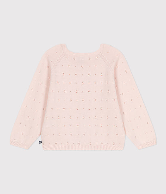 Children's cotton cardigan with a decorative stitch pattern FLEUR pink