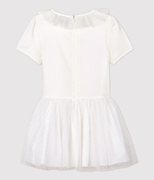 Girls' Satin and Tulle Formal Dress white