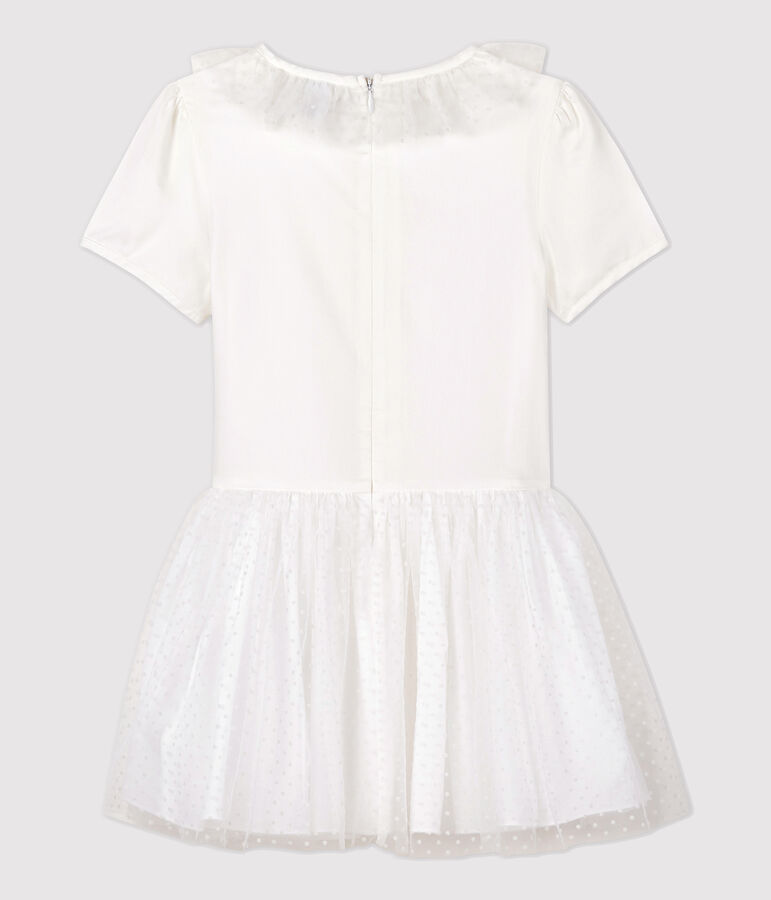 Girls' Satin and Tulle Formal Dress white