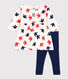 Babies' long-sleeved bird print cotton dress and leggings