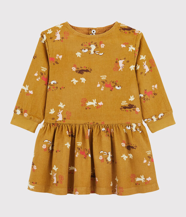 Babies' Velour Dress yellow/multicolor