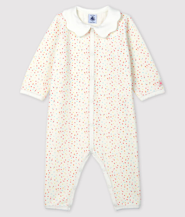 Baby Girls' Spotted Footless Organic Cotton Sleepsuit white/multicolor