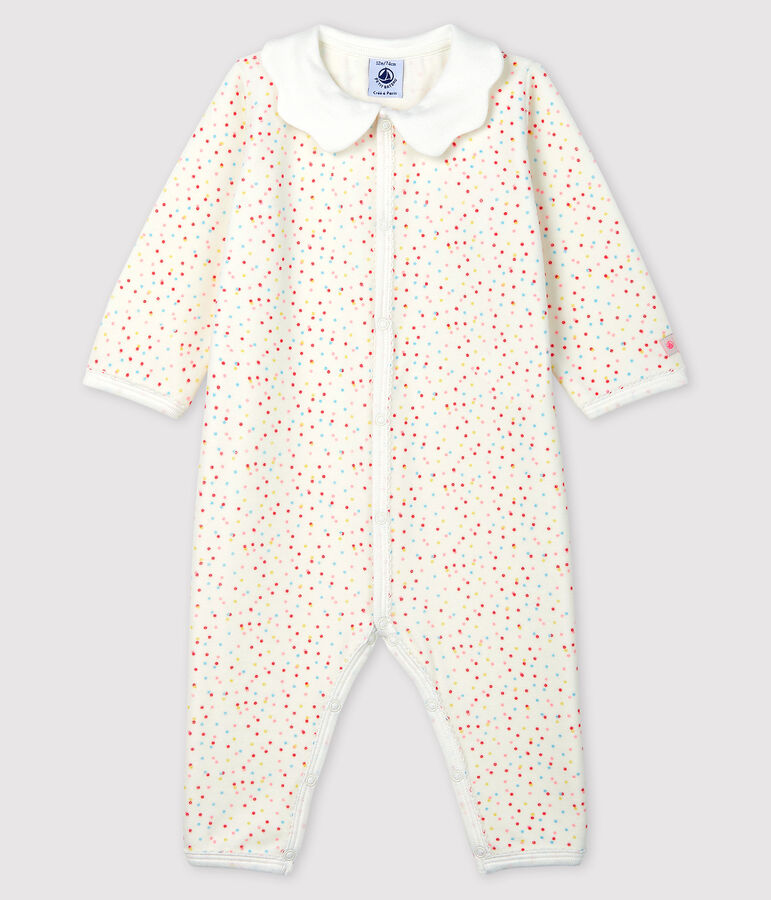 Baby Girls' Spotted Footless Organic Cotton Sleepsuit white/multicolor