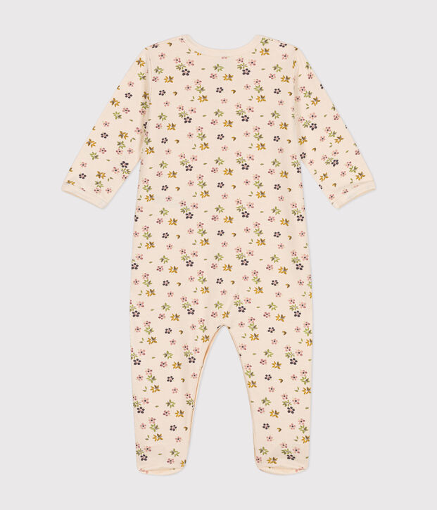 Babies' floral print brushed fleece pyjamas Ecru/multicolor