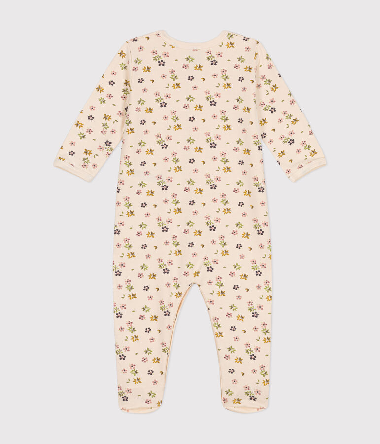Babies' floral print brushed fleece pyjamas Ecru/multicolor