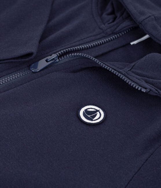 Children's plain zip-up cotton hoodie SMOKING blue